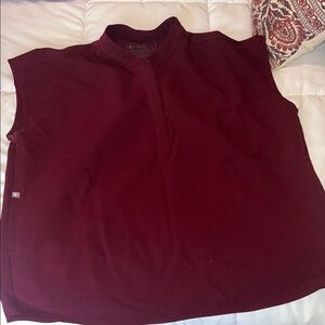 Figs Deep Red Short Sleeve Tee